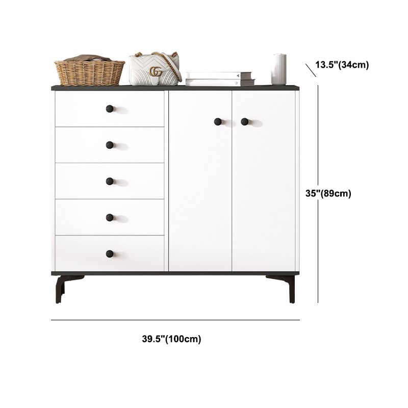 Modern White Storage Chest Dresser Wood Combo Dresser with Drawers and Doors