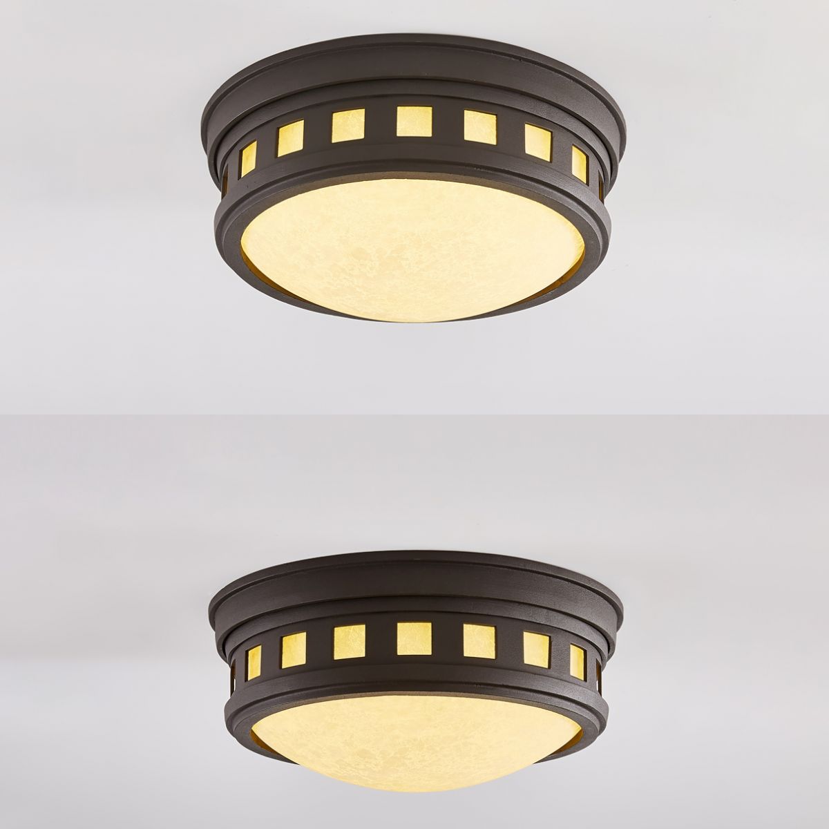 Illuminazione da incasso per montaggio a incasso a tamburo Lampada da incasso in stile tradizionale con paralume in vetro