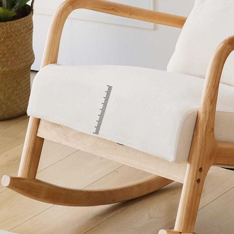 Cotton Linen Rocking Chair Plain Modern Removable Cushions Rocking Chair with Wood Frame