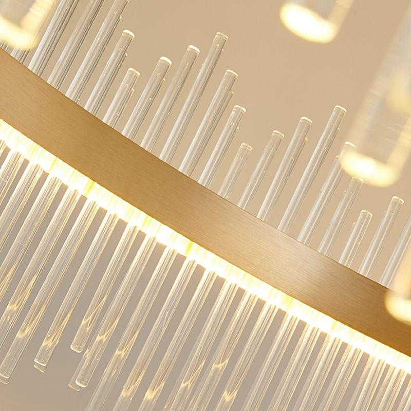 Modern Luxury LED Hanging Light Metal Linear Chandelier for Living Room