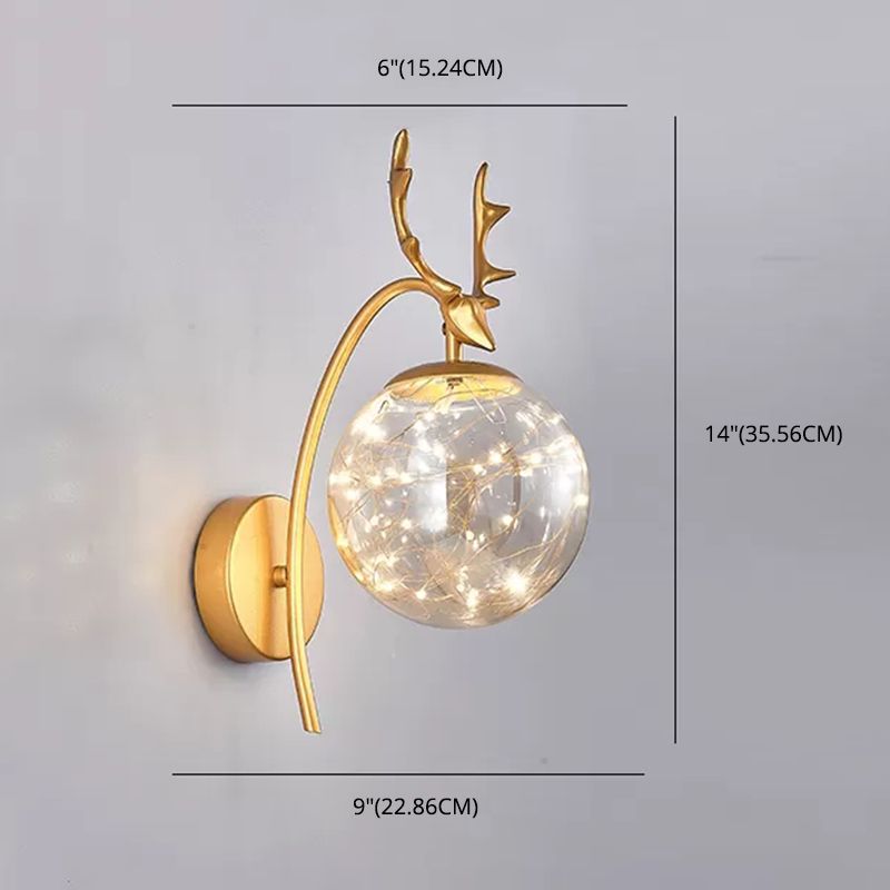 Globe Wall Sconce Gypsophila Style Glass Sconce Wall Light for Bedroom