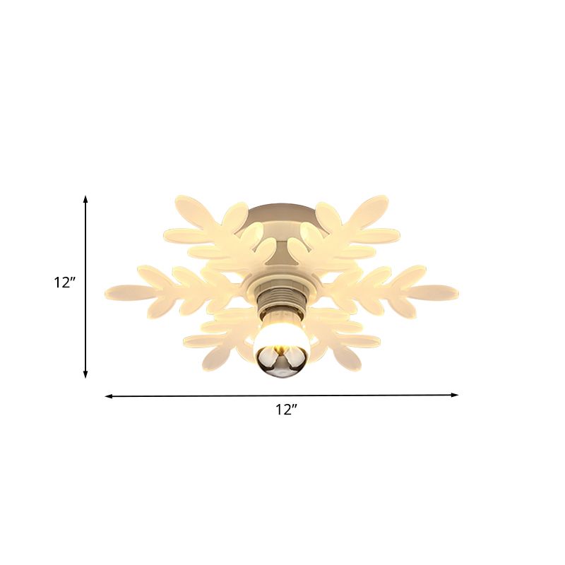 Olive Branch Semi Flushmount Nordic Acrylic 1 Head White LED Flush Mounted Lamp for Hallway in White/Warm Light