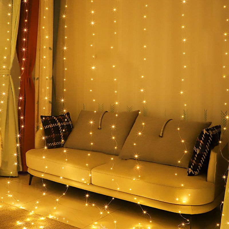 9.8ft Copper Wire LED Light Strip Decorative Indoor Curtain Lights with Hook and Remote