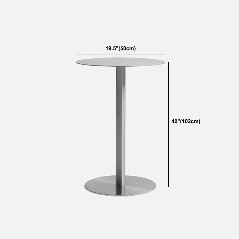 Industrial Silver Counter Height Table Metal Pedestal Bar Table