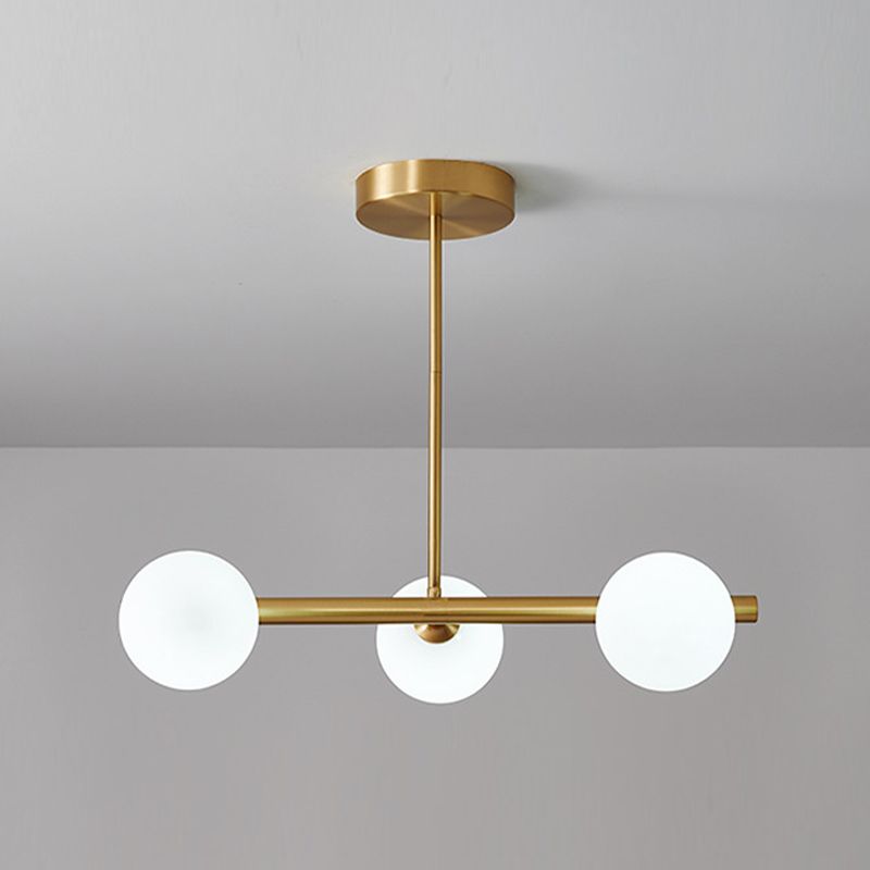 Gold Island Lights modernas lámparas colgantes de restaurantes múltiples con sombra de vidrio de globo
