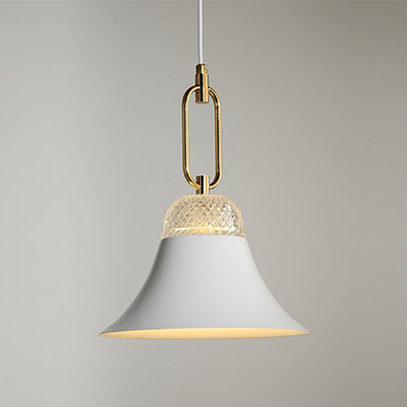 Bell Down Lighting Pendant Contemporary Metal 1 Light Dining Room Ceiling Light in White
