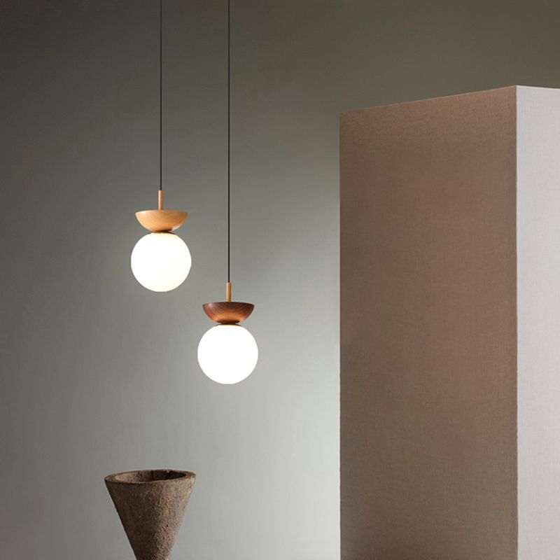 1 Licht 6 "breite Anhänger-Beleuchtungsanlage mit weißem Globus-Glasschatten für das Restaurant