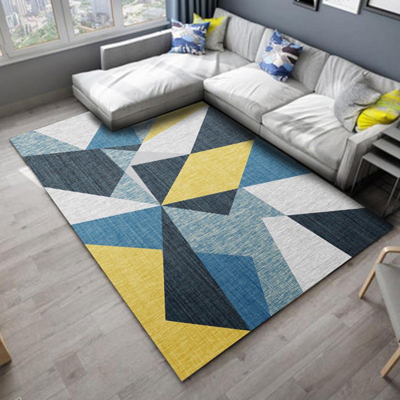 Multicolor Comfort Indoor Rug Polyester Geometric Print Carpet Non-Slip Backing Rug for Living Room
