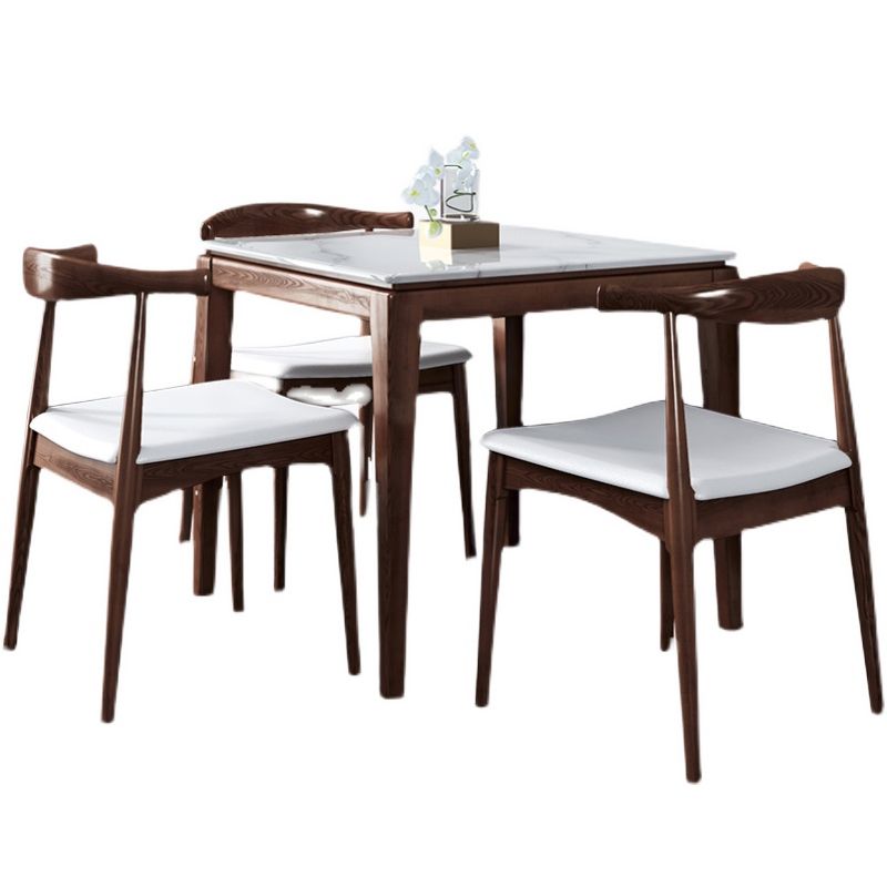 Square Marble Dining Table Industrial Style 4 Legs Table for Dining Room