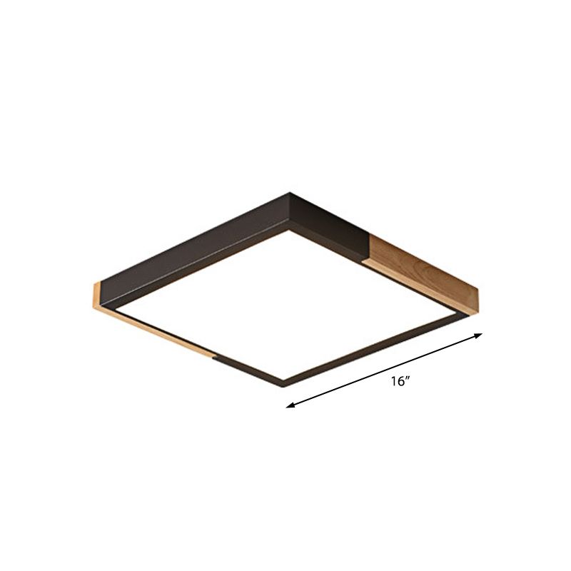 Luz de montaje empotrada cuadrada empalmada, iluminación de techo LED de metal nórdico verde/blanco/negro-madera en luz blanca/cálida/3 colores, 16"/19,5" de ancho