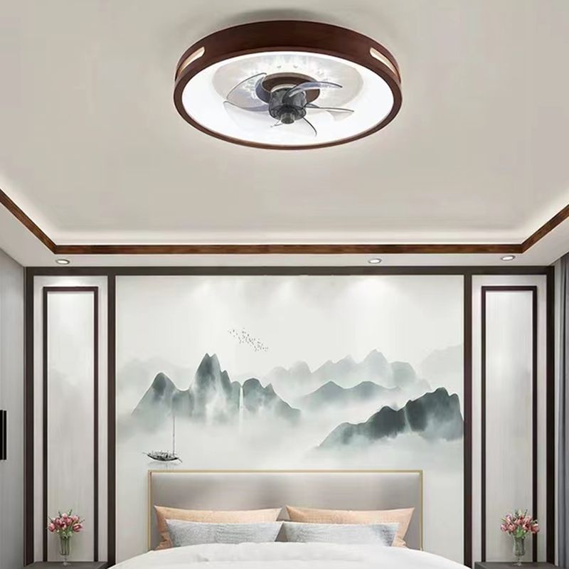 Nordic Style Ceiling Fan Lamp Circle LED Ceiling Fan Light with Acrylic Shade for Bedroom