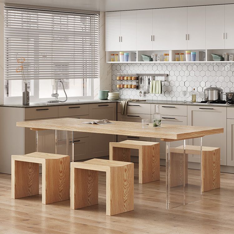 Simplicity Style Dining Table Natural Solid Wood Table for Home Kitchen