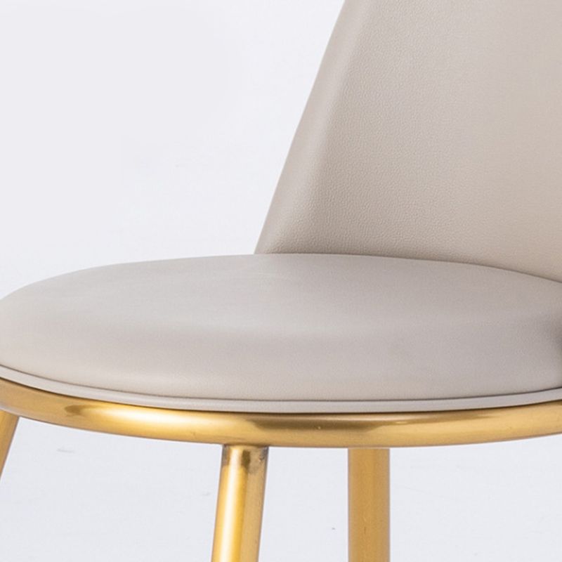 White Upholstered Dining Chair Kitchen Dining Chair with Metal Legs