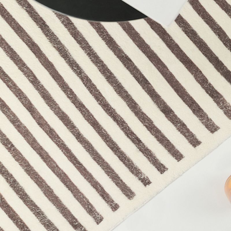 Beige Modern Area Carpet Stripe Pattern Polyester Area Rug Easy Care Washable Rug for Home Decor