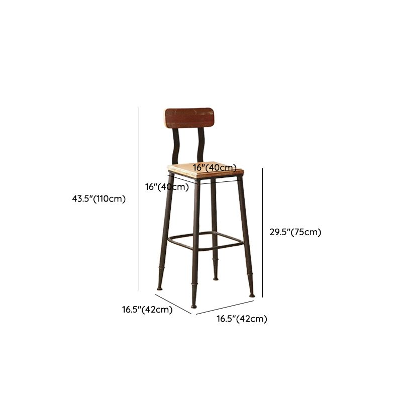 Industrial Metal Dining Stools Armless Bar Stools with Footrest