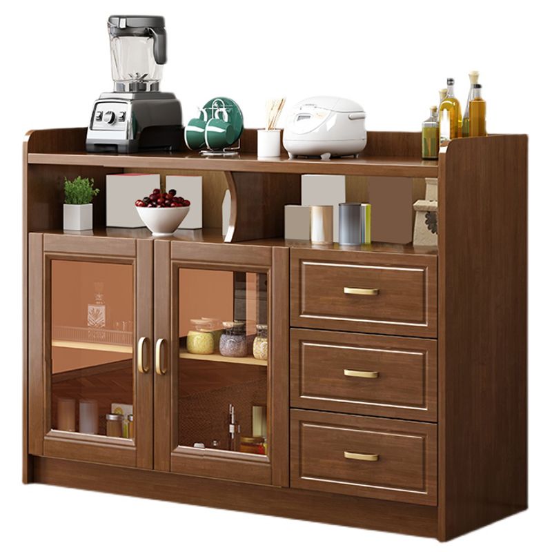 Modern Style Buffet Table Solid Wood Side Board with Cabinet and Drawers