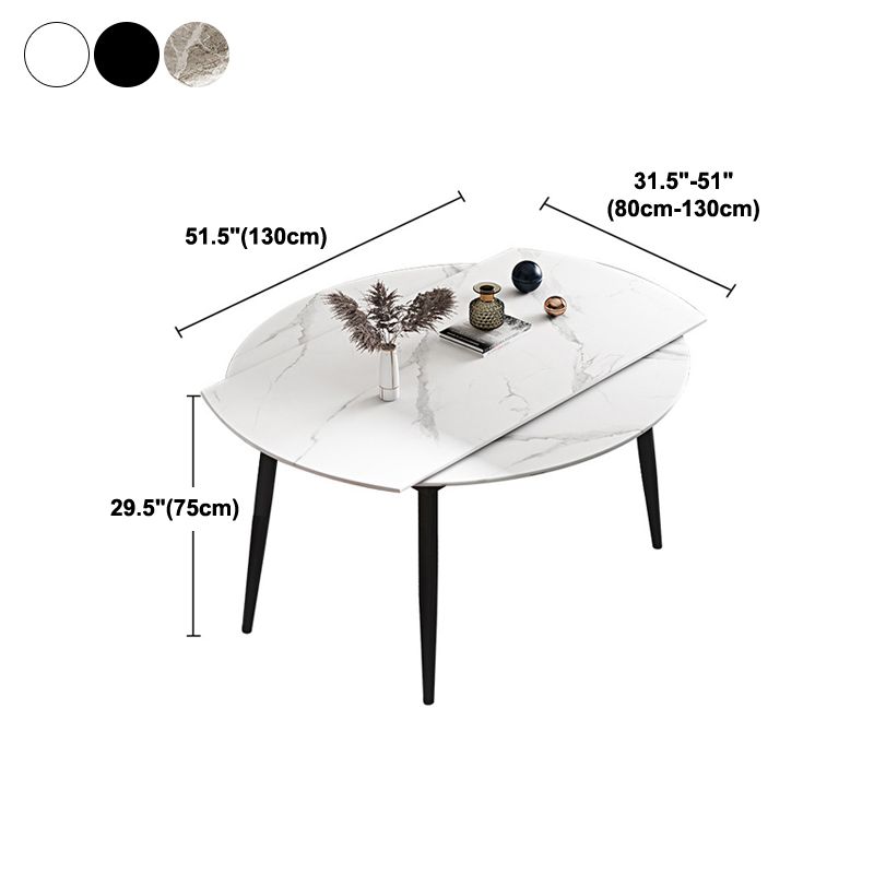 Round Sintered Stone Dining Table Modern Extendable Furniture with 4 Legs in Matte Finish