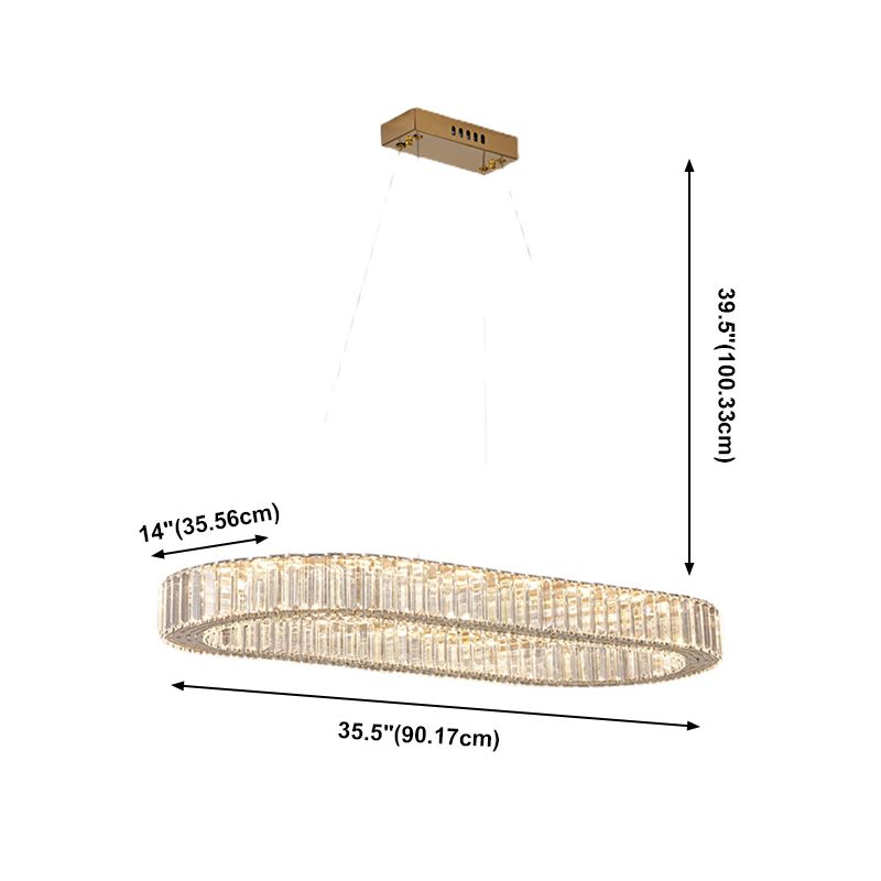 Contemporary Island Lighting Oval Crystal 1 Light Island Ceiling Light