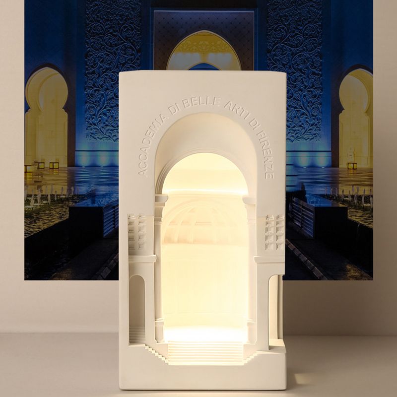 Geometric Wall Light Fixture Modern Stone 1 Light Wall Sconce in White