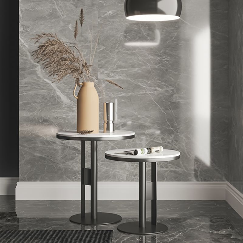 Contemporary Accent Side Table Round Pedestal Living Room Metal Corner Table