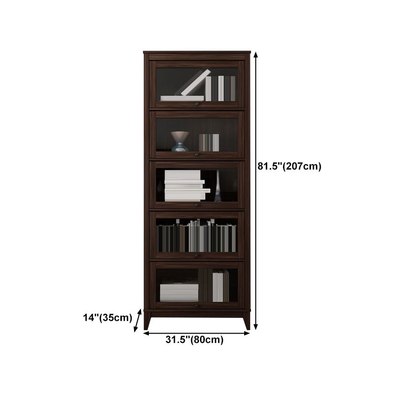 Espresso Shelf Bookcase Modern & Contemporary Bookshelf with Doors for Study Room