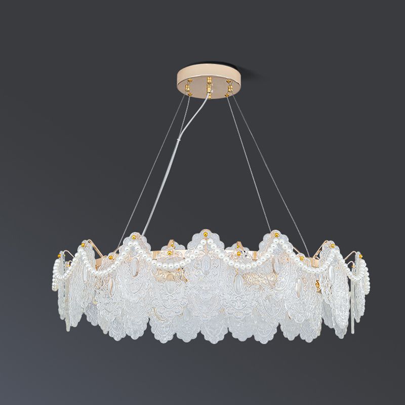 Modern Metal Ceiling Lamp Geometric Shape Island Light with Glass Shade for Bedroom