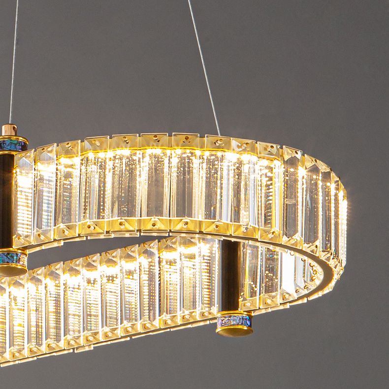 Contemporary Island Light Fixtures Oval Hanging Lamp with Crystal for Dining Room