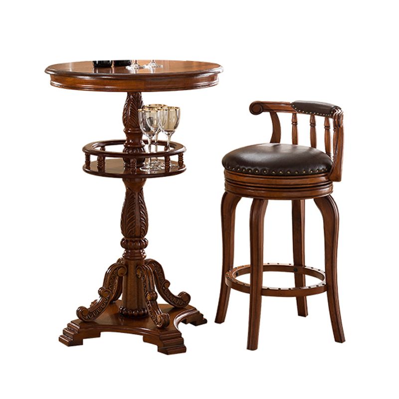 Modern 1/3 Pieces Solid Wood Pub Table Set Round Counter Table for Dining Room