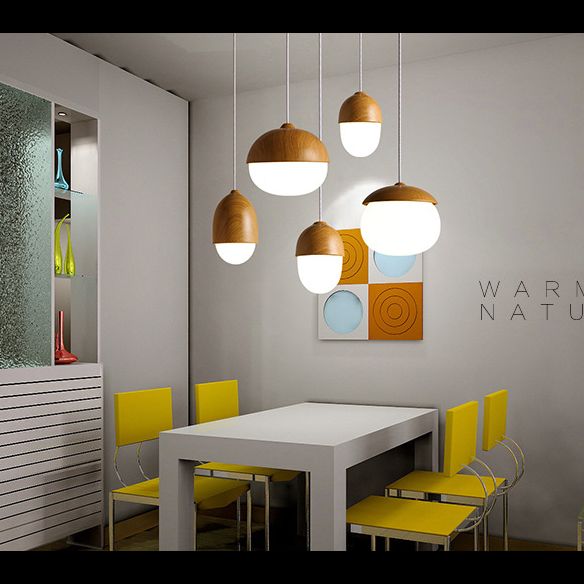 1 luces colgantes de forma especial ligera nueces creativas mini lámpara colgante en sombra de vidrio