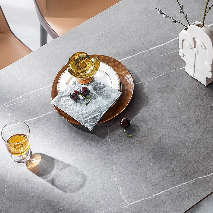 Matte Finish Stone Dinette Table Contemporary Rectangle Dining Table