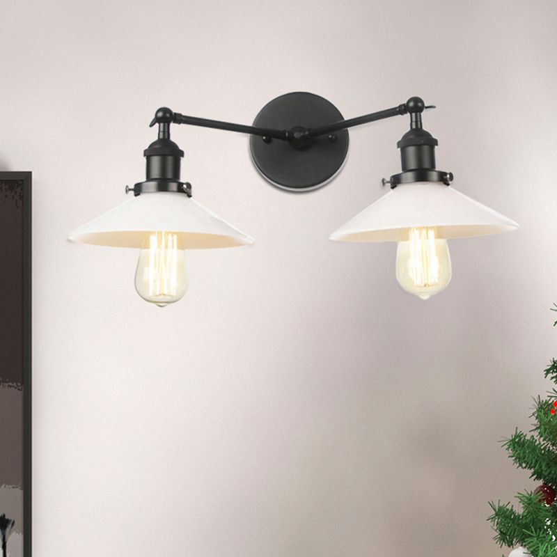 2 lichten wandhangende licht vintage kegel opaal glazen sconce verlichtingsarmatuur in brons/koper/messing