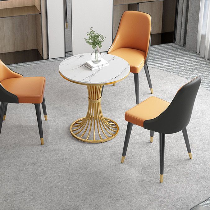 Glam Metal Dining Room Chair Faux Leather Parsons Chairs for Home Use