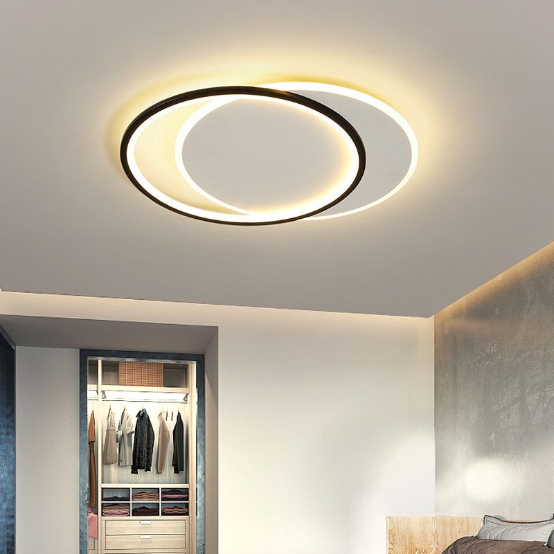 Iluminación de techo LED negra acrílica Simplicity de montaje empotrado doble redondo/cuadrado/rectangular en luz cálida/blanca