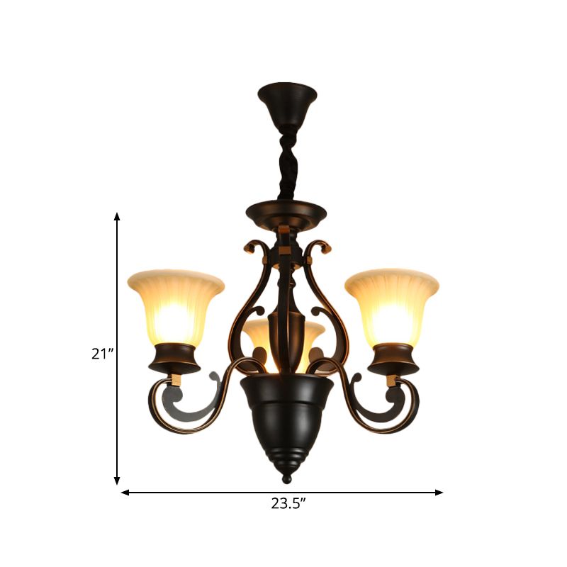 Lampadella nera a 3/5 luci a 5 luci a campana di vetro smerigliata anticato a forma di lampada appesa su/giù
