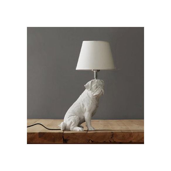 Table d'étude de chien Lumière avec tissu de la teinte en résine unique lampe de table moderne en blanc
