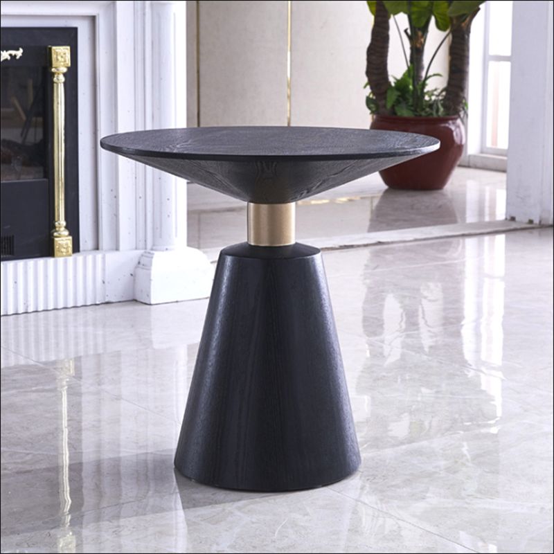 Contemporary Solid Wood Pedestal Round Living Room Side End Table
