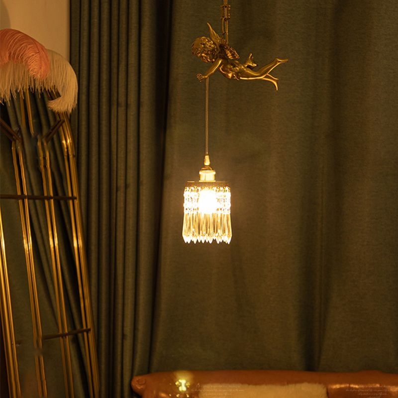 Luxury Indoor Pendant Light, Metal Angel Top 1-Light Pendant Lighting in Brass Color