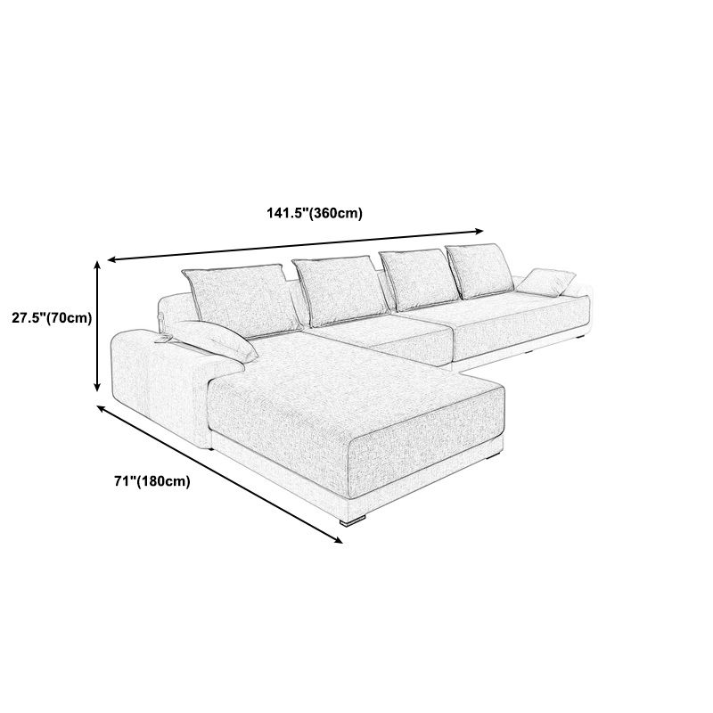 Modern Cushions Pillow Top Arm Sectional with Slipcovered for Living Room