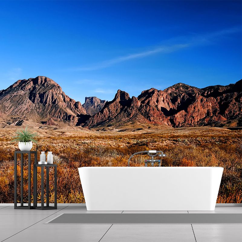 Modern Scenery Wall Mural Brown Mountain with Meadow in Fall Wall Decoration for Home