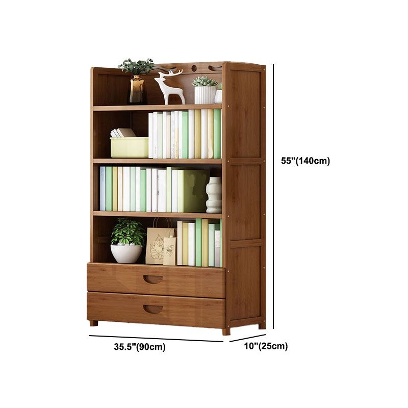 Contemporary Floor Closed Back Bookshelf Bamboo Home Shelf Bookcase