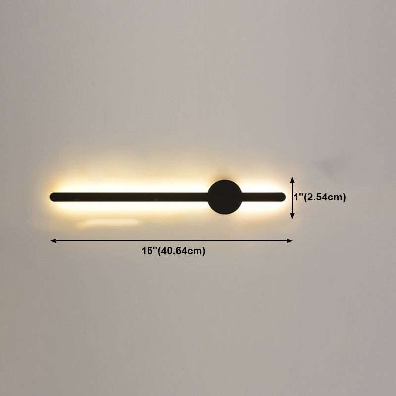 Simplicity Bar Shaped Vanity Lamp Metal Bathroom LED Wall Sconce Light in Black