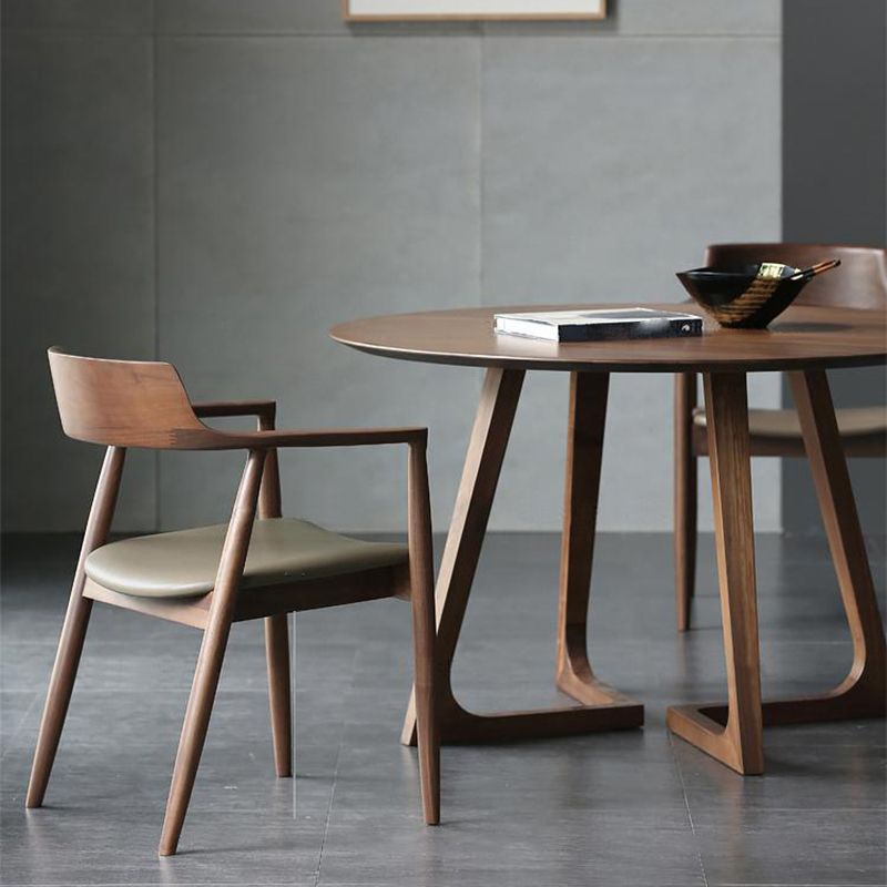 Arm Dining Chairs Contemporary Solid Wood Side Chairs for Dining Room