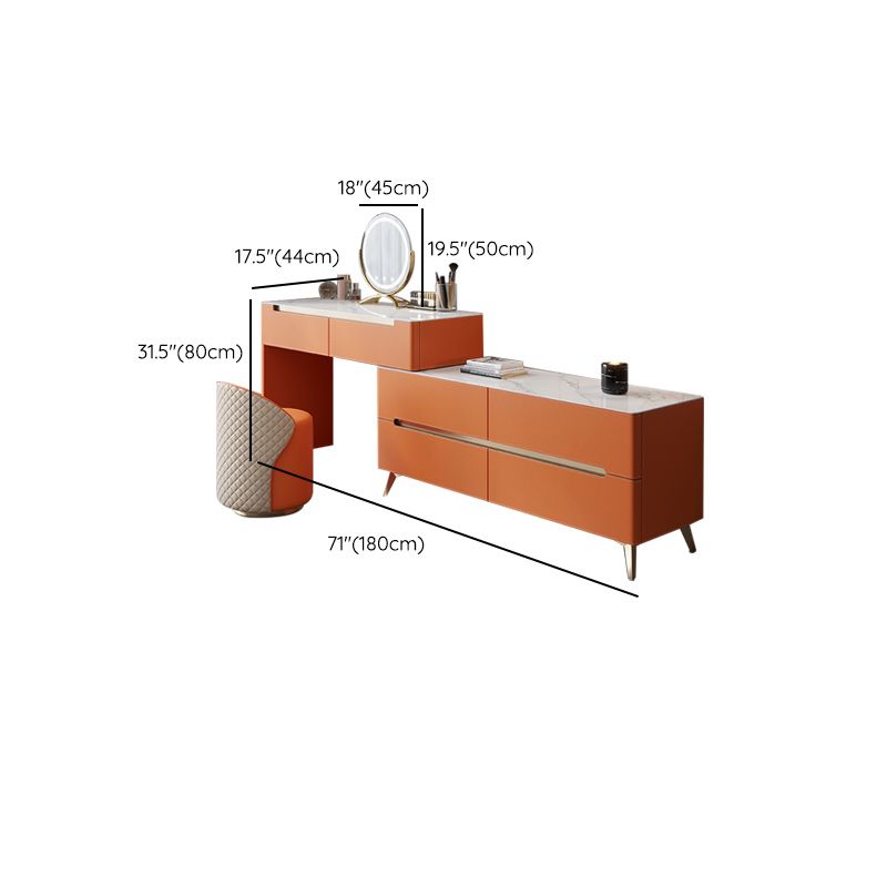 Contemporary With Drawer Metallic Bedroom Lighted Mirror Dressing Table