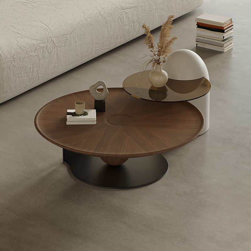 Modern Wood Coffee Table Round Nesting Coffee Table Set for Living Room