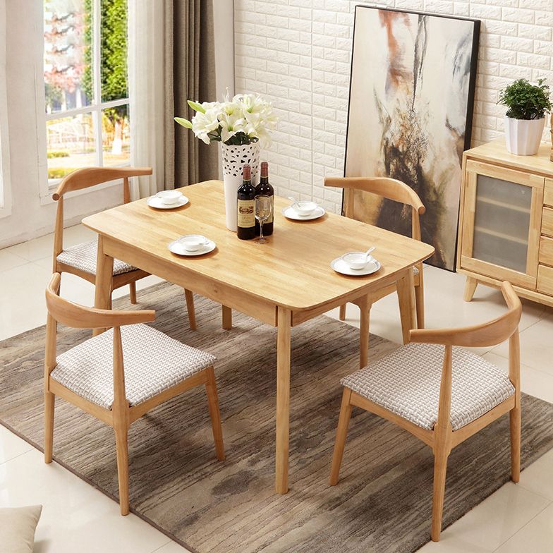 Modern Style Solid Wood Brown Dining Room Set with Rectangle Table Home Dining Table Furniture