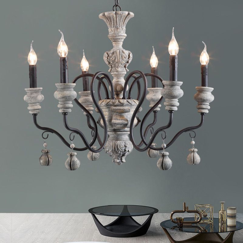Vintage Candlesticks Styling Resin Chandelier Metal Gooseneck Arm Design Rustic Style Lighting Pendant