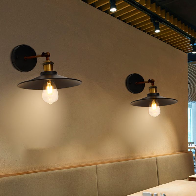 Black Metal Wall Sconce Industrial Wall Mounted Light Fixture for Kitchen Restaurant