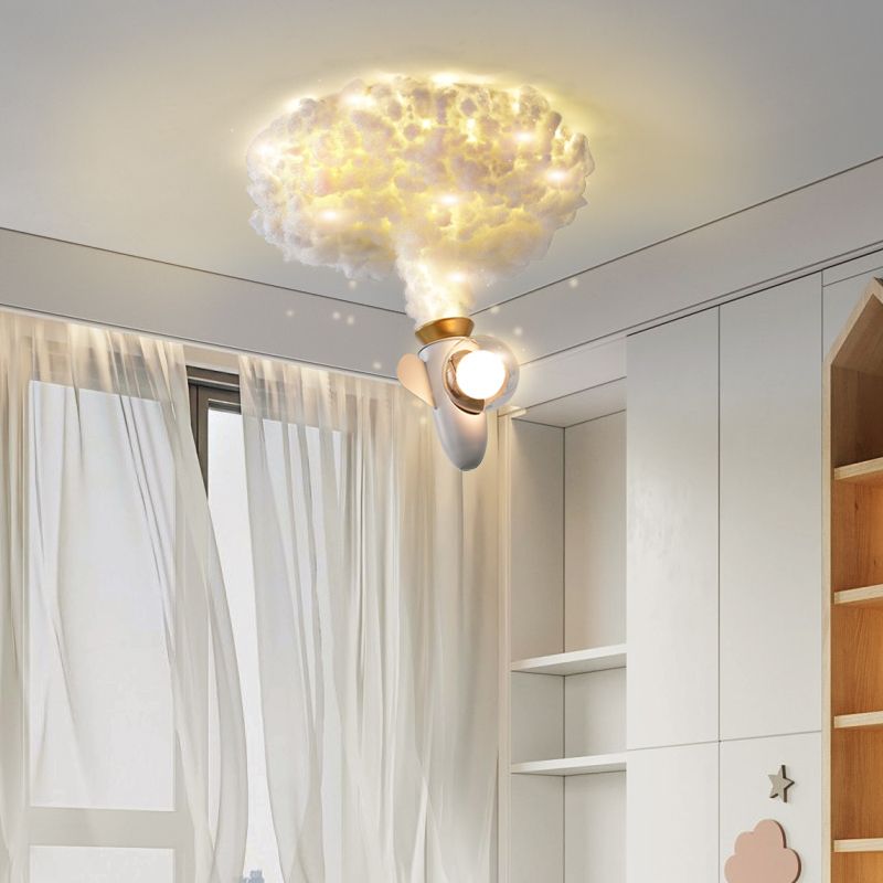 White Metal Cartoon Flush Mount LED Flush Light Fixture for Children's Room