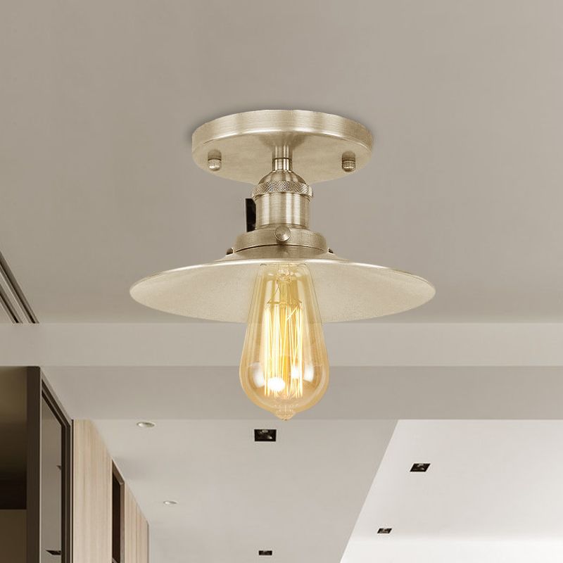 Zwart/messing platte kap semi-inbouwlamp vintage stijl metaal 1 lamp keuken semi-inbouwverlichting