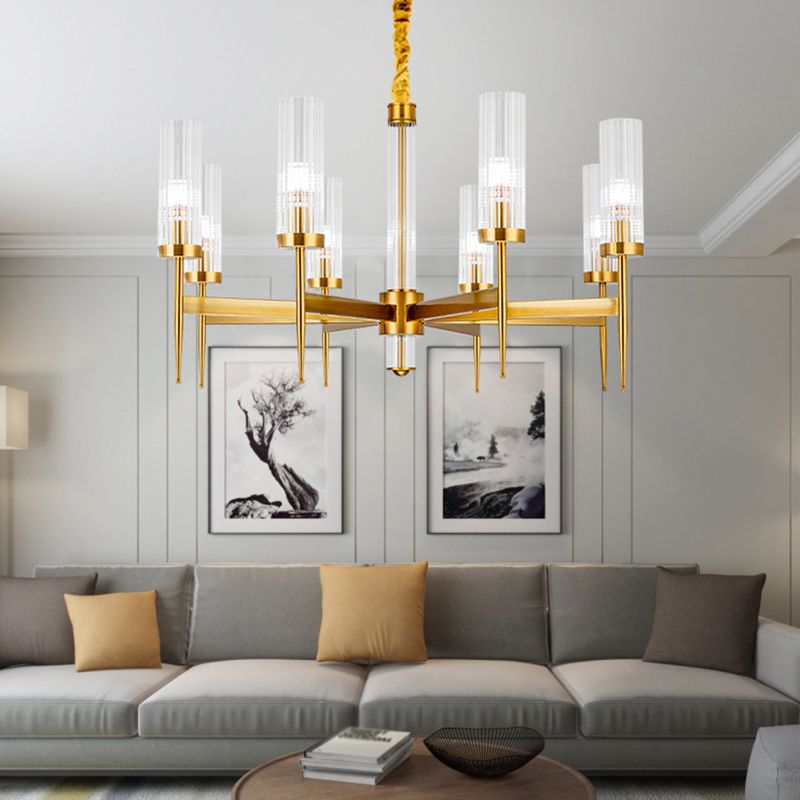 Cilíndrico de metal Candelier Chandelier Contemporáne de lámpara de lámpara de lámpara en oro